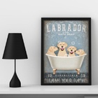 Quadro Banheiro Vintage Labrador 45x34cm - Com Vidro Moldura