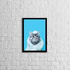 Quadro Banho De Gato 33x24cm - Com Vidro Moldura:madeira Preta