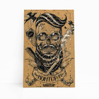Quadro Barbearia Barber Caveira Retro Canvas 140x90cm