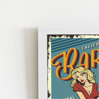 Quadro Barbearia Barber Mulher Retro Moldura Branca 60x40