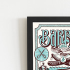 Quadro Barbearia Barber Retro Azul Moldura Preta 60x40cm