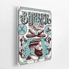 Quadro Barbearia Barber Shop Retro Azul Canvas 100x70cm
