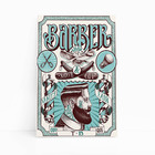 Quadro Barbearia Barber Shop Retro Azul Canvas 100x70cm