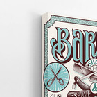 Quadro Barbearia Barber Shop Retro Azul Canvas 100x70cm
