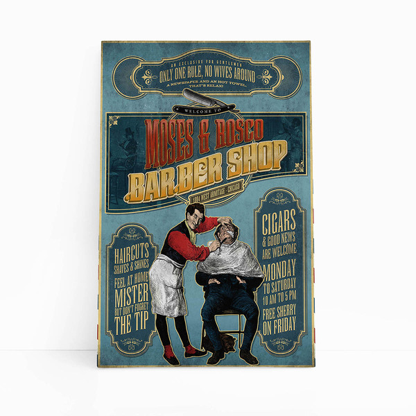 Quadro Barbearia Barber Shop Retro Vintage Canvas 140x90cm