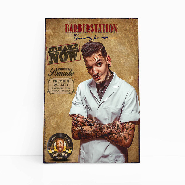 Quadro Barbearia Barberstation Decorativo Canvas 140x90cm
