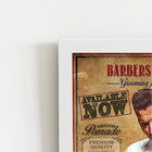 Quadro Barbearia Barberstation Moldura Branca 60x40cm