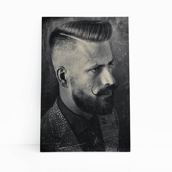 Quadro Barbearia Fotografia Vintage Retro Canvas 120x80cm