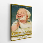 Quadro Barbearia Gillette Bebê Retro Vintage Canvas 120x80cm