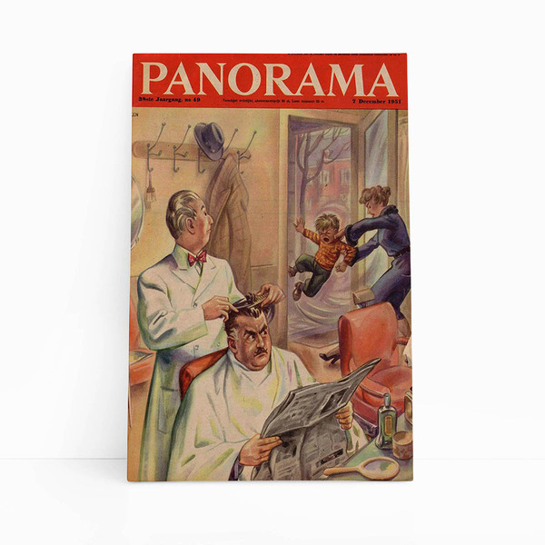 Quadro Barbearia Panorama Retro Vintage Canvas 60x40cm
