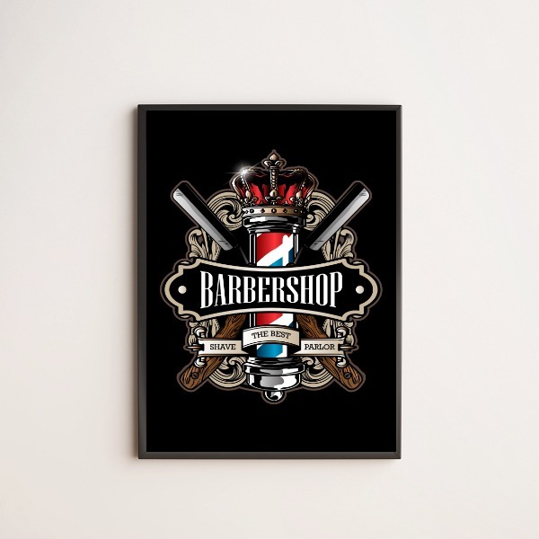 Quadro Barber Shop Shave 24x18cm Moldura:madeira Preta