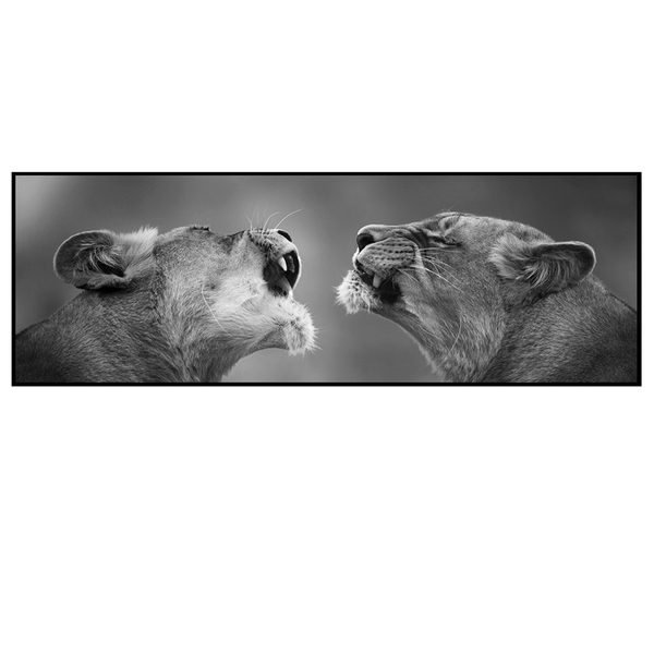 Quadro Barcelona Leoa Preto e Branco 30x90cm