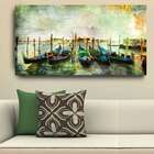 Quadro Barcos Verde 55x100cm