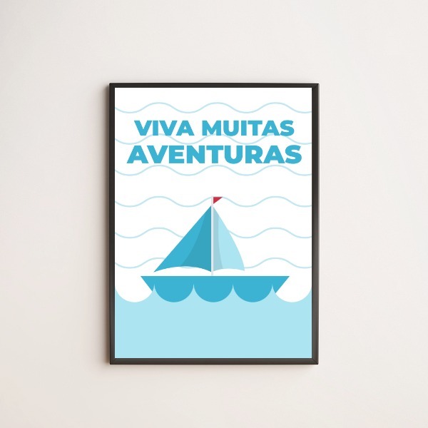 Quadro Barquinho Viva Minhas Aventuras 24x18cm - Com Vidro Mo