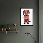 Quadro Basset Hound 24x18cm - Com Vidro Moldura:madeira Branca