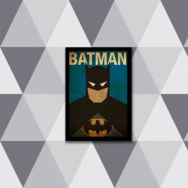 Quadro Batman Vintage 45x34cm - Com Vidro Moldura:madeira Bra