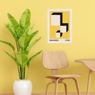Quadro Bauhaus Amarelo - Descending Blocks 24x18cm - Com Vidr