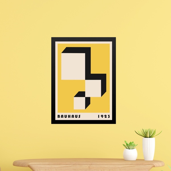 Quadro Bauhaus Amarelo - Descending Blocks 45x34cm Moldura Pr