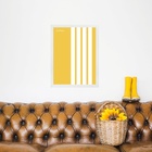 Quadro Bauhaus Amarelo E Branco - Linhas Paralelas 33x24cm -