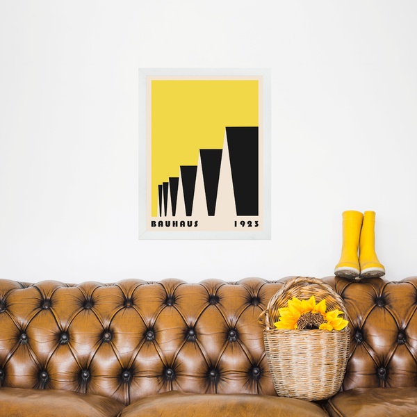 Quadro Bauhaus Amarelo - Factory Roofs 24x18cm - Com Vidro Mo