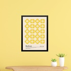 Quadro Bauhaus Amarelo - Flores 24x18cm - Com Vidro Moldura P