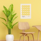 Quadro Bauhaus Amarelo - Flores 24x18cm Moldura Branca