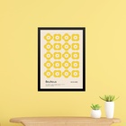 Quadro Bauhaus Amarelo - Flores 33x24cm Moldura Preta