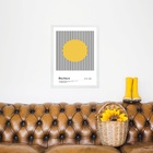 Quadro Bauhaus Amarelo - Moving Circle 24x18cm Moldura Preta