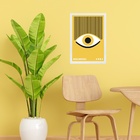 Quadro Bauhaus Amarelo - Olho Cílios 24x18cm - Com Vidro Mold