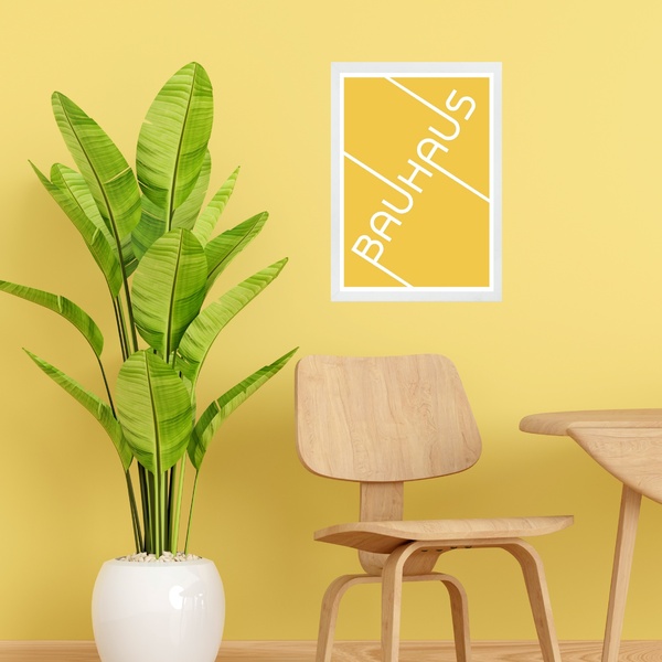 Quadro Bauhaus Amarelo - Tipografia 45x34cm Moldura Preta