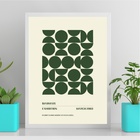 Quadro Bauhaus Arte Verde Escuro 24x18cm - Com Vidro Moldura