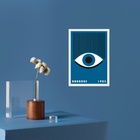 Quadro Bauhaus Azul Olho - Awakeful Lashes 24x18cm - Com Vidr