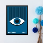 Quadro Bauhaus Azul Olho - Awakeful Lashes 24x18cm Moldura Br