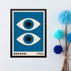 Quadro Bauhaus Azul Olhos -overlapping Eyes 45x34cm Moldura P