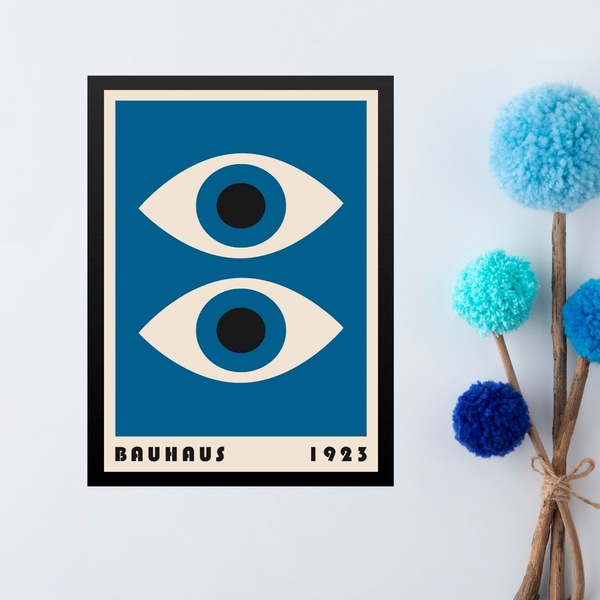 Quadro Bauhaus Azul Olhos -overlapping Eyes 45x34cm Moldura P