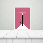 Quadro Bauhaus Bicicleta Rosa 24x18cm - Com Vidro Moldura Bra