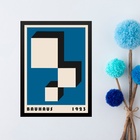 Quadro Bauhaus Blue Vintage Poster - Cubos 33x24cm - Com Vidr