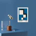 Quadro Bauhaus Blue Vintage Poster - Cubos 45x34cm Moldura Pr