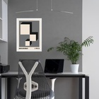 Quadro Bauhaus Cinza -descending Blocks 24x18cm - Com Vidro M