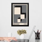 Quadro Bauhaus Cinza -descending Blocks 45x34cm - Com Vidro M