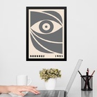 Quadro Bauhaus Cinza - Bauhaus Eye 24x18cm - Com Vidro Moldur