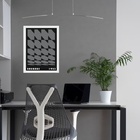 Quadro Bauhaus Cinza E Preto - Rolled Hexagons 24x18cm Moldur