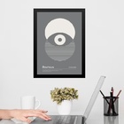 Quadro Bauhaus Cinza - Eclipse Eye 24x18cm - Com Vidro Moldur