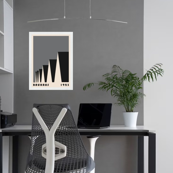 Quadro Bauhaus Cinza - Factory Roofs 45x34cm Moldura Branca