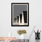 Quadro Bauhaus Cinza - Factory Roofs 45x34cm Moldura Branca