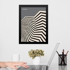 Quadro Bauhaus Cinza Preto - Angulos 24x18cm - Com Vidro Mold