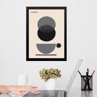 Quadro Bauhaus Cinza Preto Bege - Café 33x24cm Moldura Preta