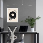 Quadro Bauhaus Cinza Preto Bege - Música 45x34cm - Com Vidro