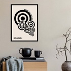 Quadro Bauhaus Círculos Bege E Preto 33x24cm - Com Vidro Mold