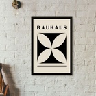 Quadro Bauhaus Flor Preto E Bege 45x34cm Moldura:madeira Bran